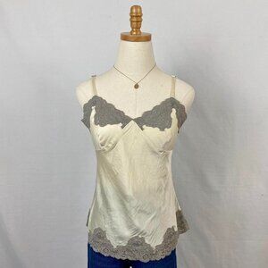 Lacy Cream Satin Tank Top